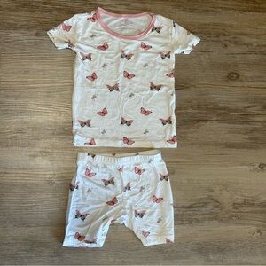 Kyte Baby 2 Piece Set Short Sleeves Butterfly Pajamas Size 2T